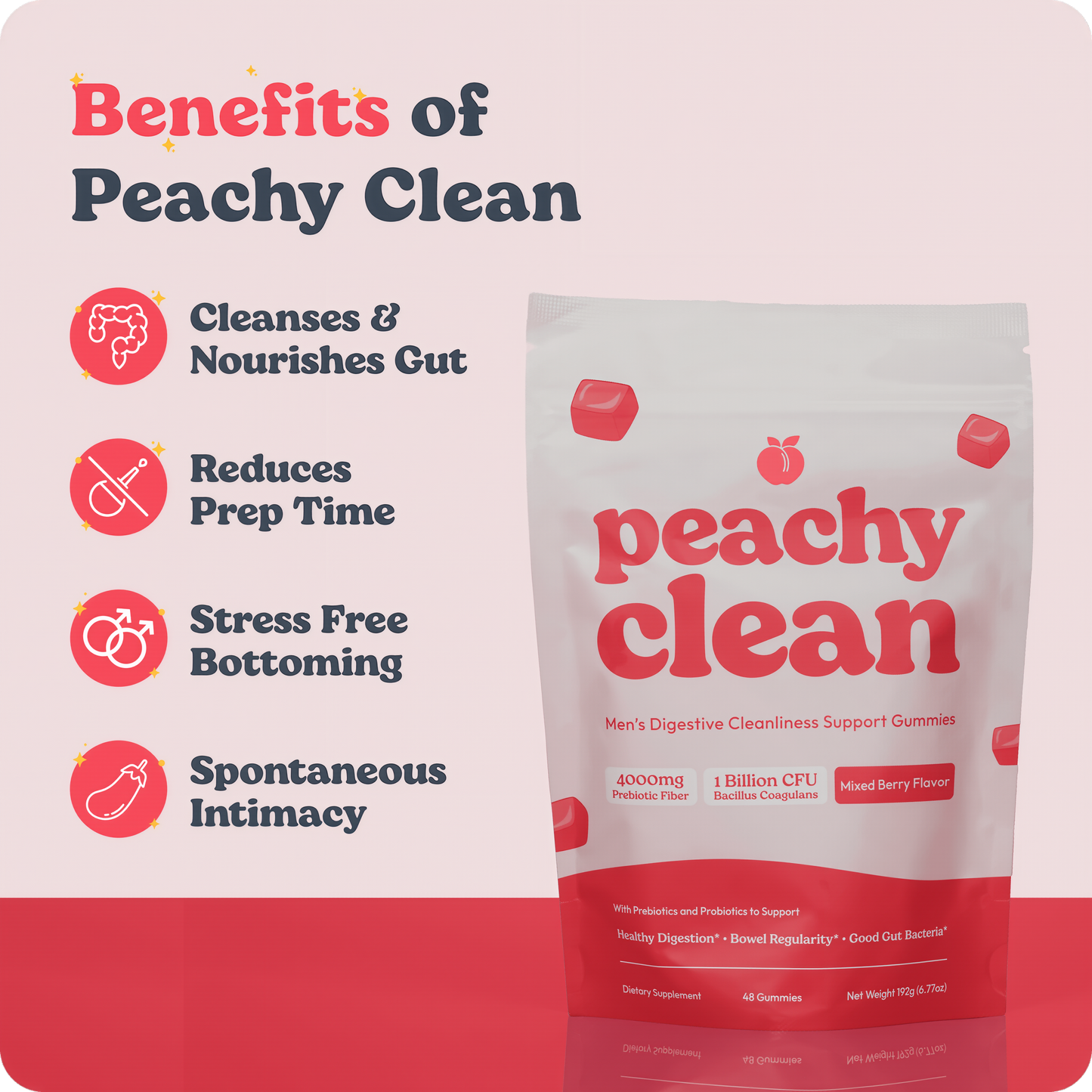 Peachy Clean Sugar-Free Pre+Probiotic Fiber Gummies